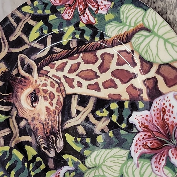 Vintage Fitz & Floyd Exotic Jungle Giraffe Salad Plate 9.25" Colorful Bone China - Picture 5 of 5
